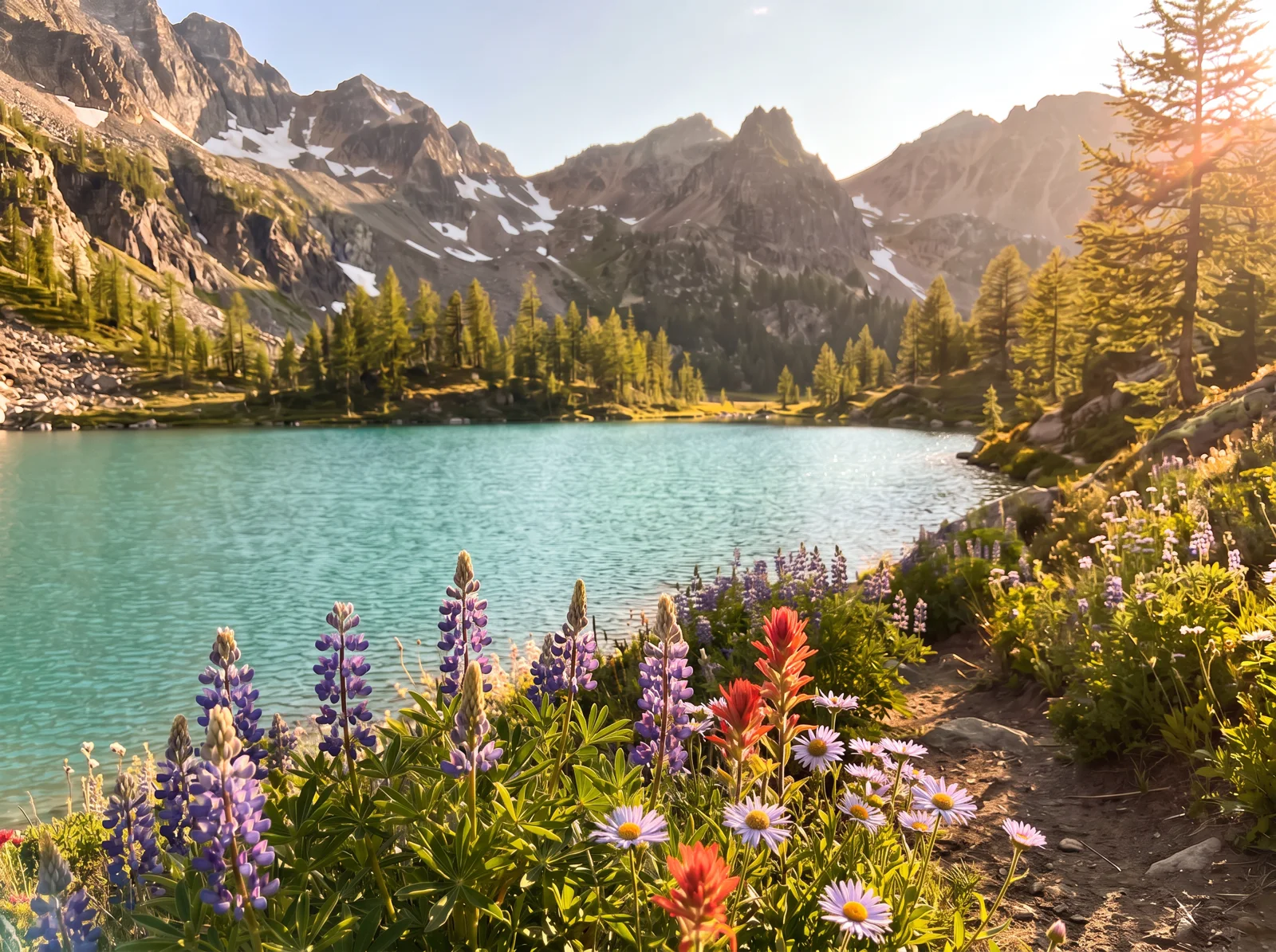 A sunlit mountain lake: a glimpse of someone’s afternoon